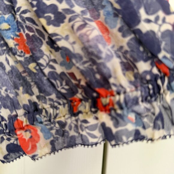 Polo Ralph Lauren Blue Floral Maxi Dress XL Boho-Chic Tie Neck Smocked Waist - Picture 7 of 13